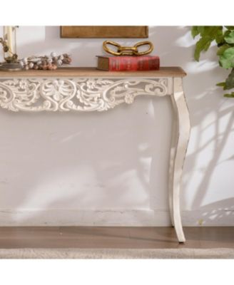 Antique White Carved Console Table