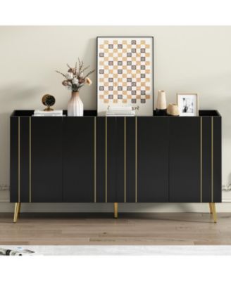 Modern Luxe Shoe & TV Cabinet with Gold Doors