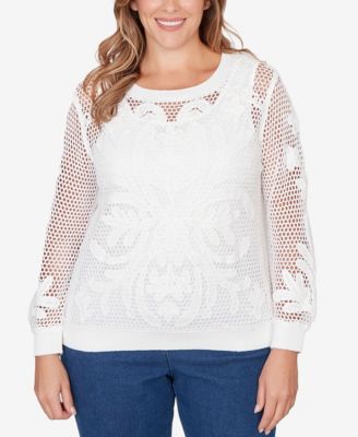 Plus Size Crochet Lined Pullover Sweater