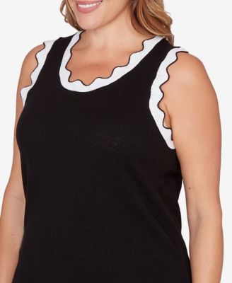Plus Size Scallop Trim Tank Sweater