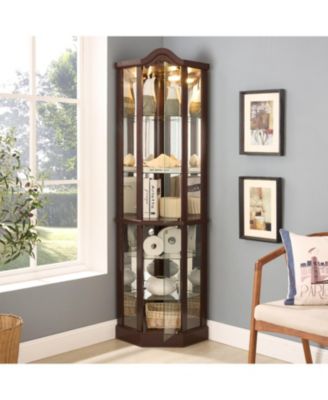 Lighted Corner Curio Cabinet - Dark Cherry