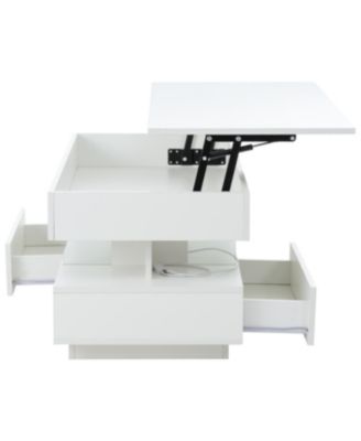 Lift Top Coffee Table with Hidden Storage LED Lights