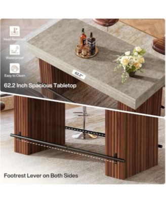 62.2Inch Bar Table, Industrial Counter Height Pub Dining Table, Large Home Bar Unit