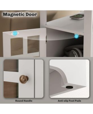 Side Table with Charging Station and USB Ports