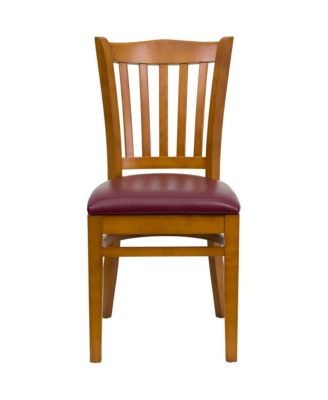 2 Pack Vertical Slat Back Wooden Restaurant Chair