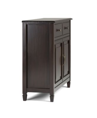 Handcrafted Solid Wood Cabinet with Dark Chestnut Brown Finish 2 Drawers and Adjustable Shelves