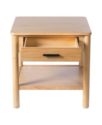 Wood Side Table with Storage - Light Luxury