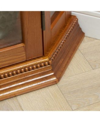 Lighted Corner Curio Cabinet - Glass Display Shelf - OAK