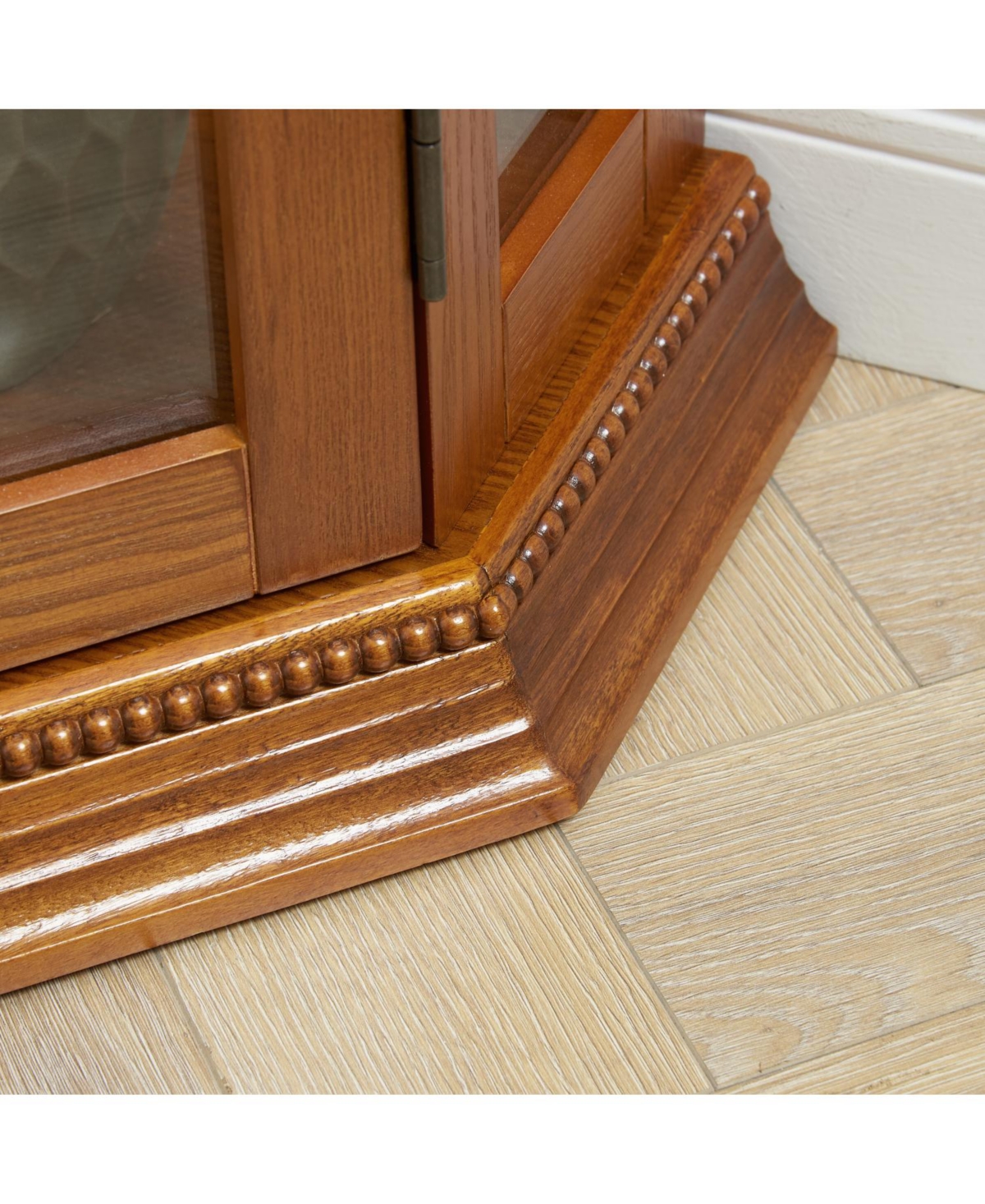 Streamdale Furniture Lighted Corner Curio Cabinet - Glass Display Shelf - Oak