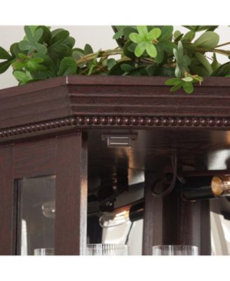 Streamdale Lighted Corner Glass Curio Cabinet Cherry Finish