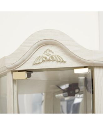 Lighted Corner Glass Curio Cabinet, Bar & Wine Cabinet, White