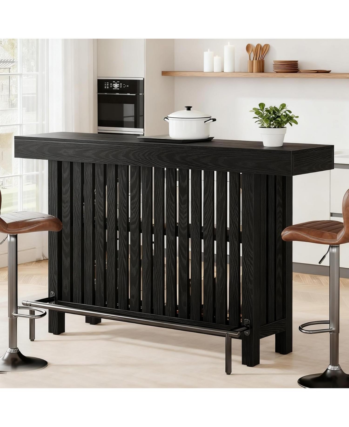 Tribesigns 63-Inch Large Home Bar Unit, Modern 2-Tier Table with Footrest, Corner Mini Coffee Cabinet for Kitchen Pub, Dining Room, Livin