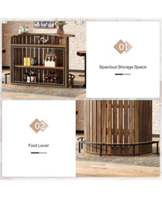 4-Tier Bar Table, 39.4" H Home Bar Unit with Footrest, Arc-Shaped Mini Bar Table, Modern Wine Bar Cabinet