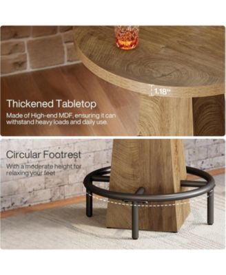 Bar Table, 37.4" High Round Pub Table for Small Spaces, Kitchen, Dining Room (Only Table)