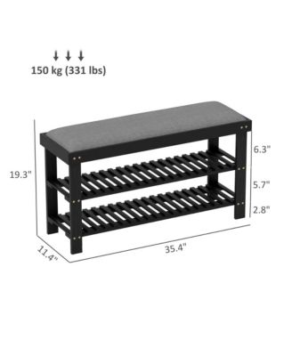 Hallway Shoe Bench with 2-Tier Storage and Seat