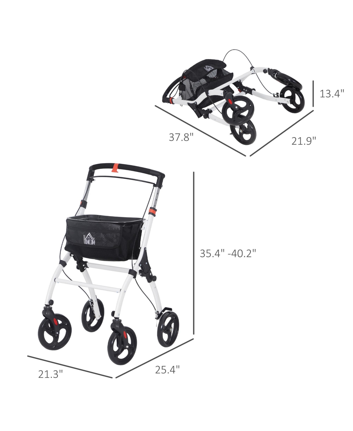 Homcom Upright Walker, Walking Aid Rolling Walker with Tray
