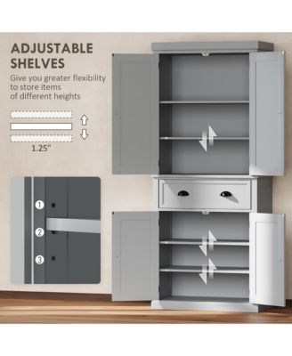 72.5" Kitchen Pantry Cabinet with 4 Doors, Drawer