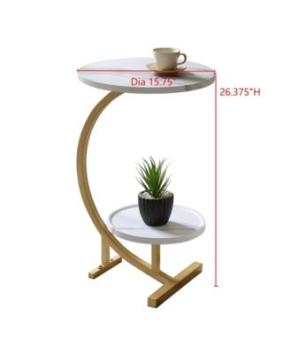 Rouge C-Shaped Side Table – Faux Marble Top & Gold Metal Frame Modern Accent Table, Sofa Table