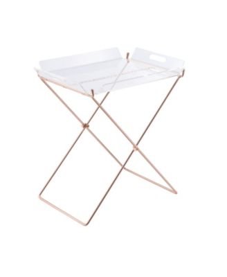 Rectangular Tray Table with Removable Clear Acrylic Top, Metal X-Frame Base, 100 lbs Capacity, Modern Accent Table