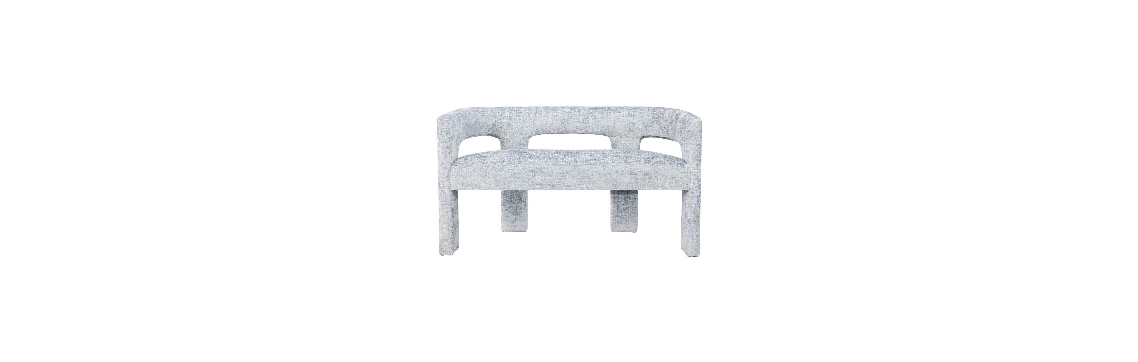 Jofran Gwen Modern Luxury Jacquard Fabric Upholstered Sculpture Bench
