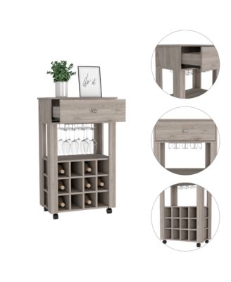 12 - Bottle Wine Cabinet with Four Legs Open Shelf and 27.44in Top