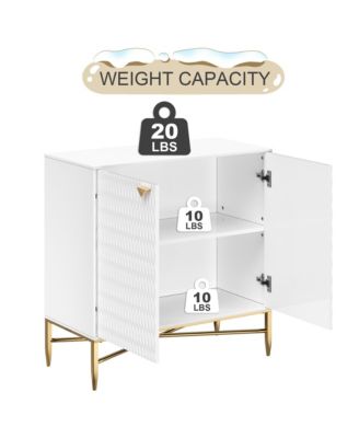 Modern Accent Cabinet with Raised Diamond Pattern Brass Legs and Adjustable Foot Pegs