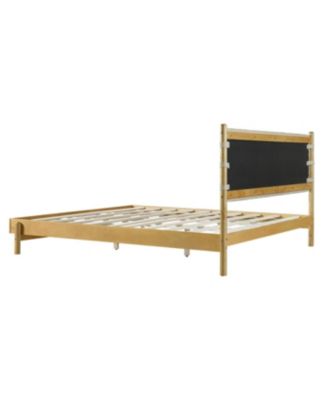 Modern King Bed Frame Set with 2 Wood Nightstands