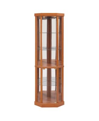 Corner Lighted Curio Cabinet - Dark Oak