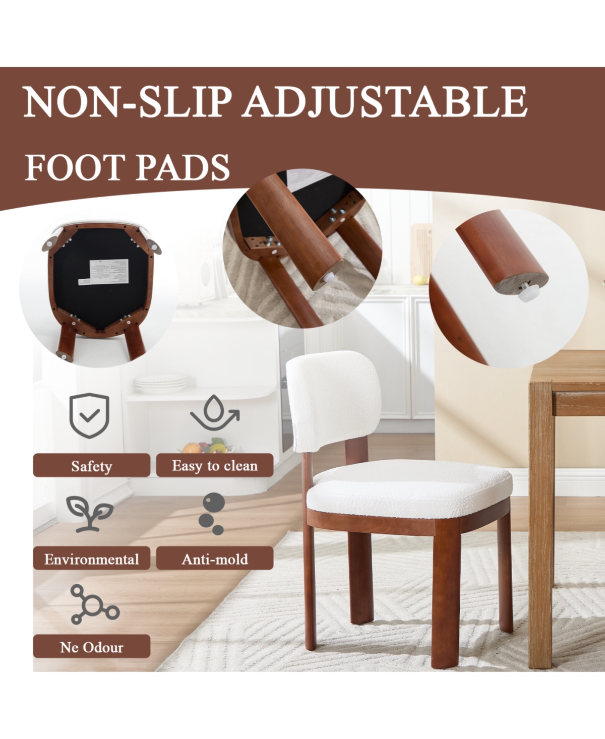 Streamdale Furniture Farmhouse Wooden Dining Chairs Set of 2, Modern Fabric Upholstered Dining Room Chairs