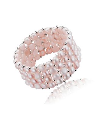 Timeless White Gold Plated Five-Row Cultured Pearls Bracelet