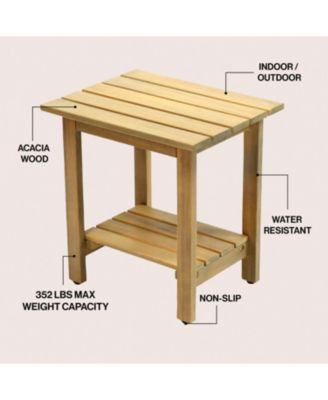 Kellie 16.1" Cottage Classic Slatted Solid Acacia Wood Indoor/Outdoor Side Table with Shelf