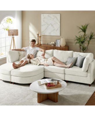 Dayman 6-Piece Modern Storage Convertible Sectional Sofa with End Table