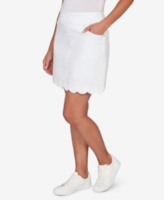 Petite Scallop Hem Stretch Denim Skirt