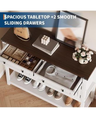 Console Table Buffet Sideboard Sofa Table,with Storage Drawers Cabinets and Bottom Shelf, Farmhouse Buffet Sideboard for Kitchen, Foyer, Brown