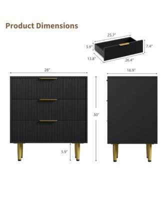 Fluted Dresser for Bedroom,Wooden Chest of Drawers with Metal Handle & Feet