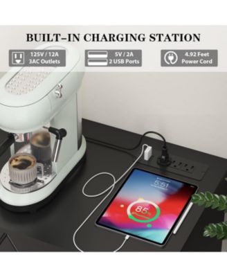 9 Drawer Dresser, 63 in Black Dresser for Bedroom with Power Outlet