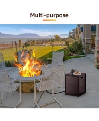 20LB Propane Tank Cover Table, Outdoor Weatherproof Tank Hideaway with Handles for Fire Pits