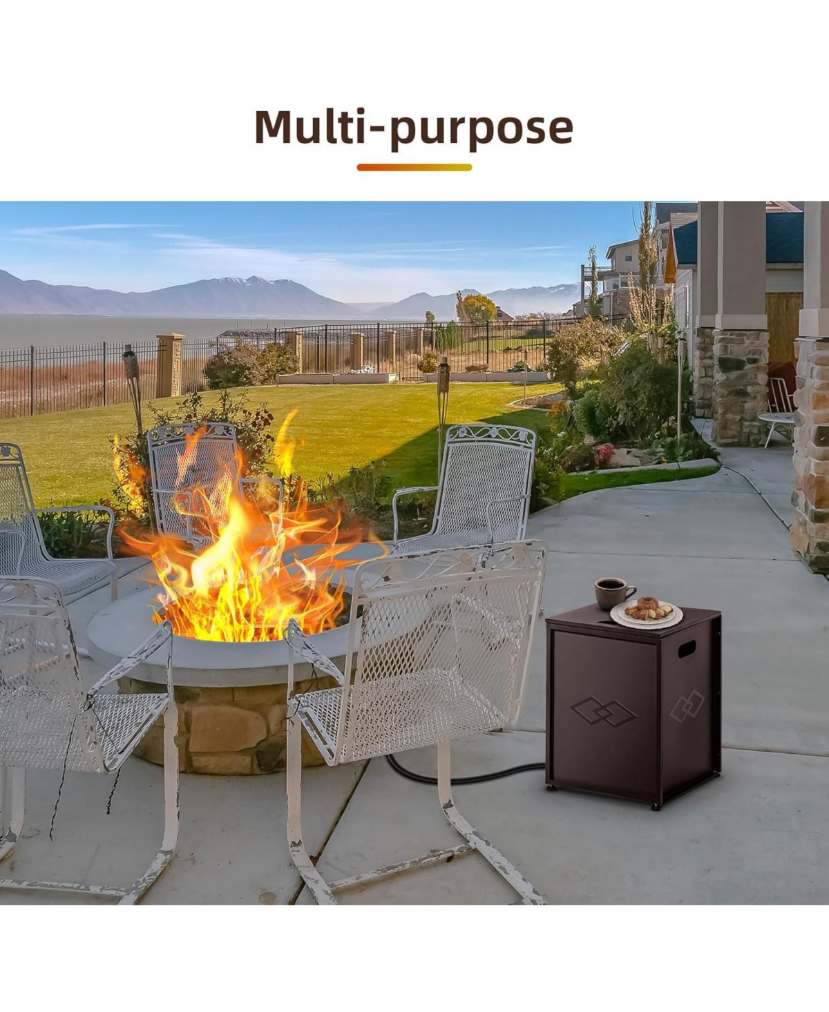 Gaomon 20LB Propane Tank Cover Table, Outdoor Weatherproof Tank Hideaway with Handles for Fire Pits