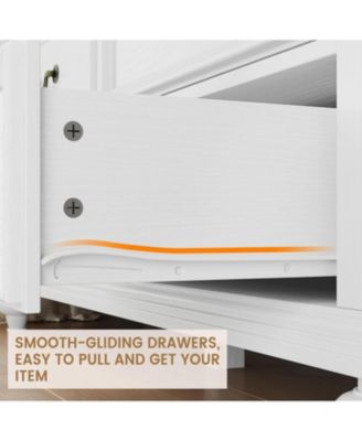 9-drawer rustic dresser, 47" wide with vintage metal handles, perfect for bedroom, closet, or living room storage.