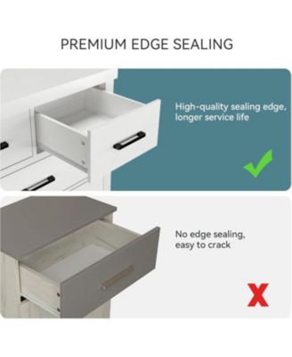 Dresser for Bedroom with 6 Drawers, 45" Tall Chests of Drawers with Storage, Large Drawer Dresser