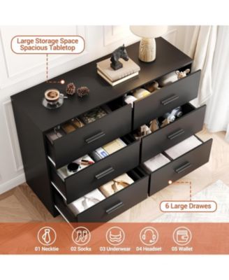 6-Drawer Dresser – Modern Wooden Chest with Metal Handles, Perfect Organizer for Bedroom, Closet, or Living Room.