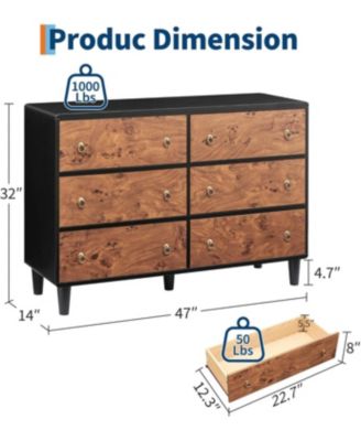 6 Drawers Dresser for Bedroom, Fabric Storage Tower for Living Room, Entryway, Easy Pull Fabric Bins, Chests Organizer