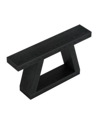 Farmhouse Console Table, 55-Inch Rustic Sofa Table with Storage, Black