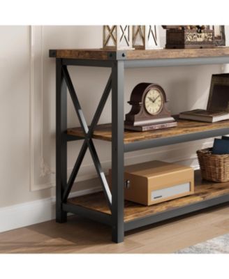 47" Long Console Table, 3-Tier Entryway Table with Storage Shelves, Rectangular Sofa Table for Entryway,"dustrial Entry Table for EntrywayBrown