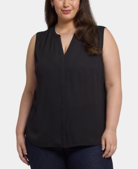 Женская блузка NYDJ Plus Size Sleeveless Pintuck, цвет: Чёрный