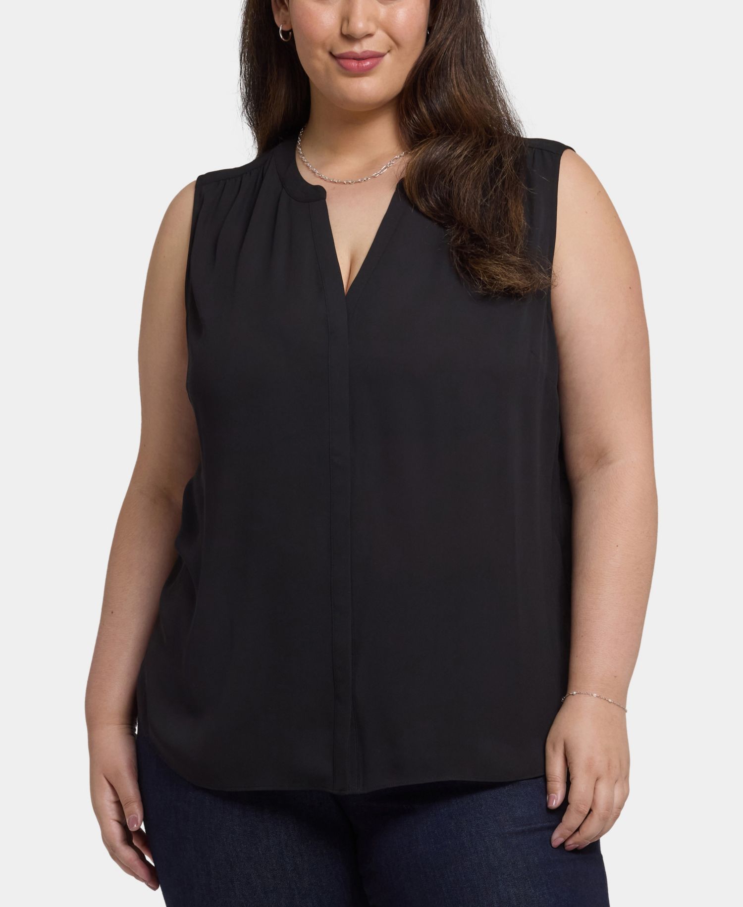 Plus Size Sleeveless Pintuck Blouse