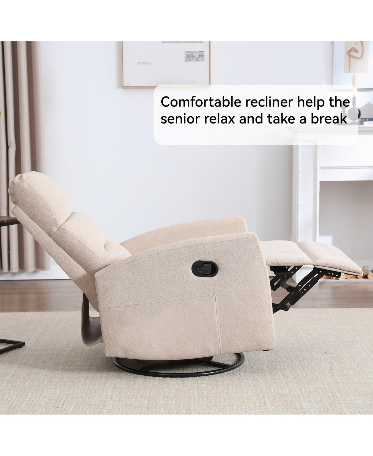 Boyel Living Manual Recliner Chair with Rocker and Swivel Fabric for Room