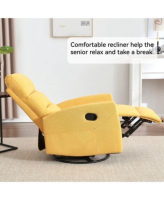 Manual Recliner Chair with Rocker and Swivel in Fabric for Living Room