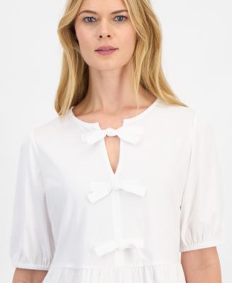 Women's Solid Bow Peplum Top