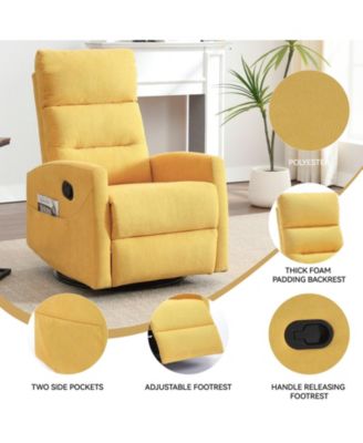 Manual Recliner Chair with Rocker and Swivel in Fabric for Living Room